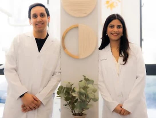 Dr. Rohit Khurana and Dr. Aanchal Khurana at Sauga Smiles Dental