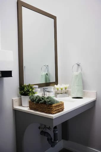 Washroom vanity at Sauga Smiles Dental