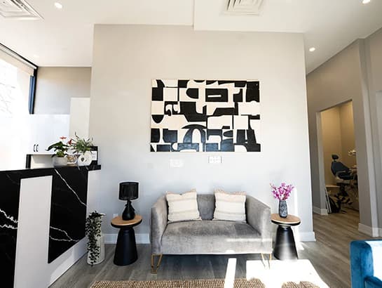 The reception lounge at Sauga Smiles Dental