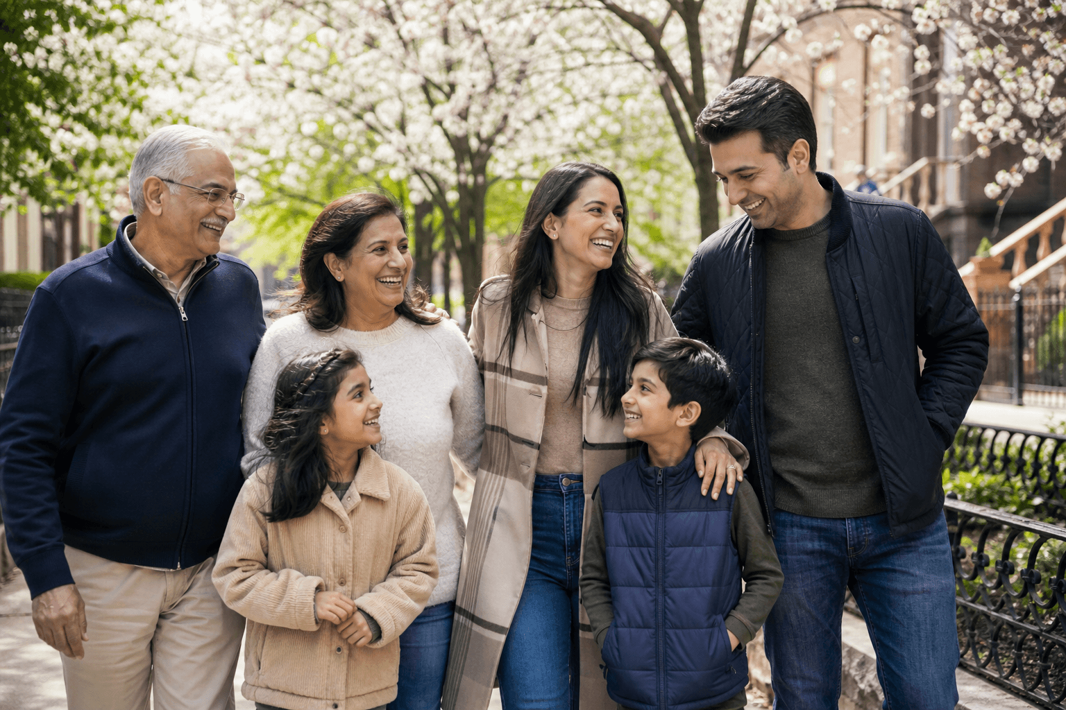 Family visiting a dental clinic in Mississauga smiling together